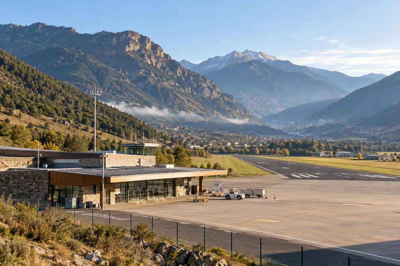 Imagen ilustrativa de un aeropuerto de montaña en los Pirineos